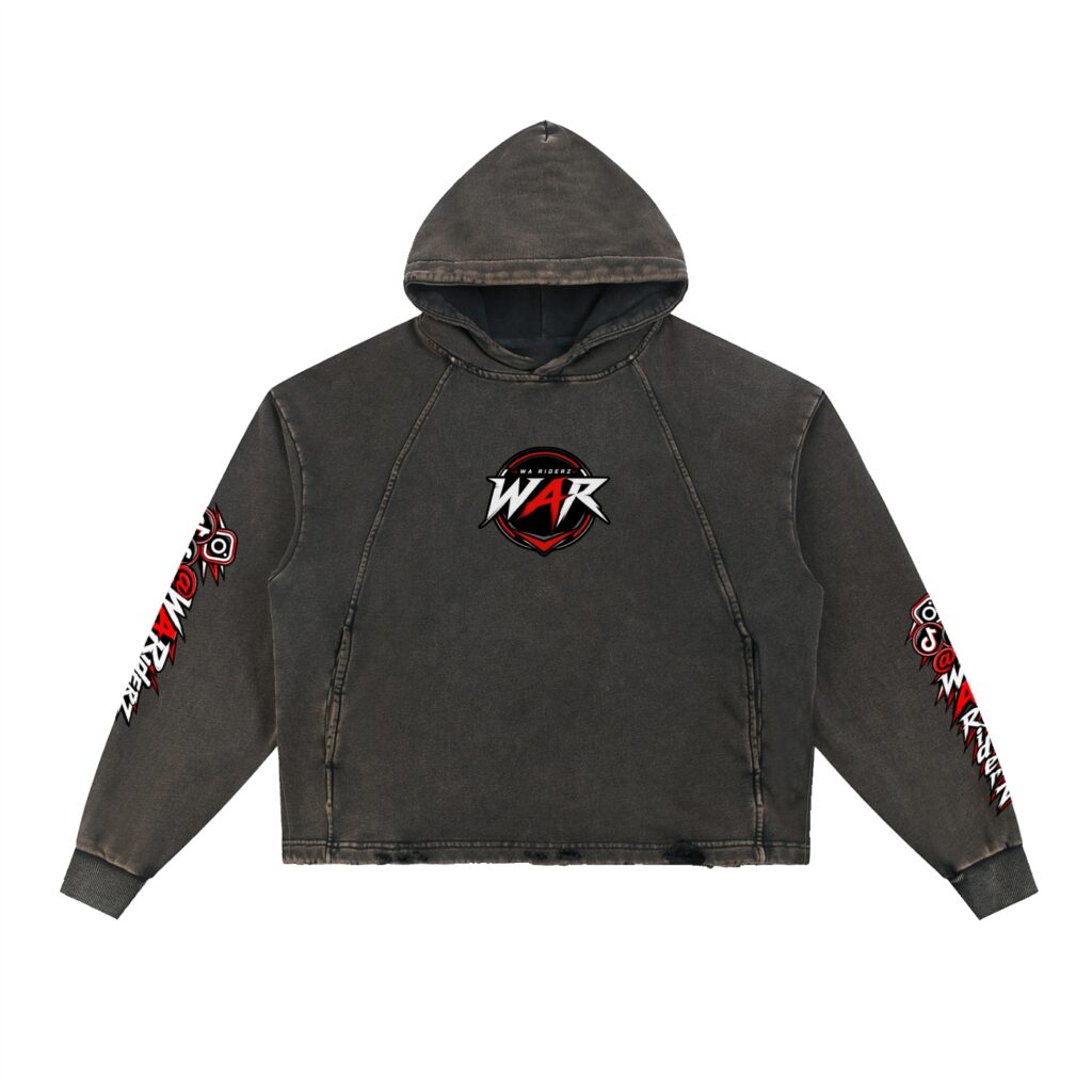 Vintage Washed Frayed-Hem Hoodie