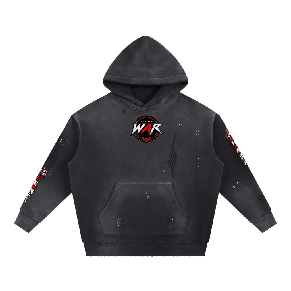 Vintage Washed Frayed Fleece Hoodie